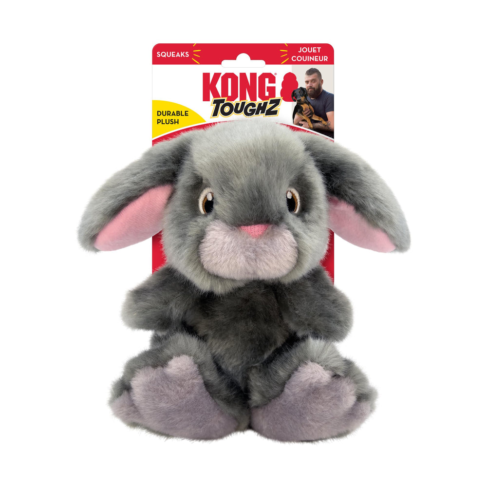 KONG Toughz bunny toy front view for engaging play and supervised cuddling.