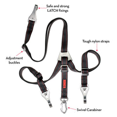 KONG Ultimate Safety Tether back-seat position demonstrates flexible restraint for moving dogs