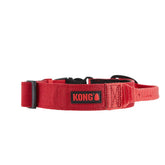 KONG Ultra Durable padded handle collar front view in red showing control handle for visibility on walks