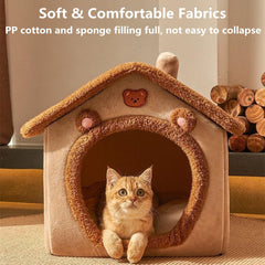 KooTeedd cat bed bear ears design adds cute comforting nesting.
