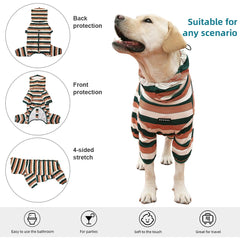 KOOGAL dog pajamas left side view emphasizing extra large stretch for easy on and off.