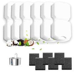 KOOGMOON cat fountain filters pack shows six replaceable filters for fresh water