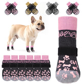 KOOLTAIL anti-slip dog socks close-up grip showing dual-side traction for hardwood floors