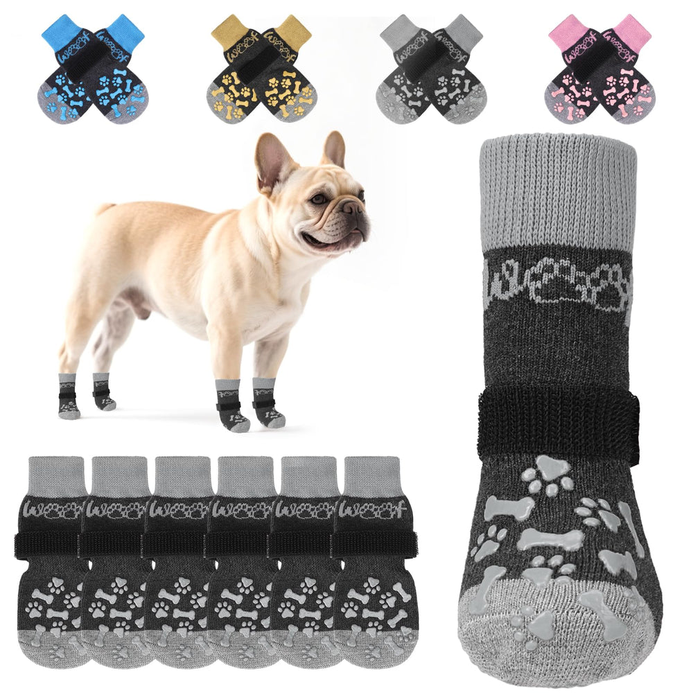 KOOLTAIL anti-slip dog socks front view with grip for secure traction