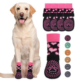 KOOLTAIL anti-slip dog socks pink heart closeup with grip detail on paw