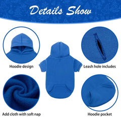 KOOLTAIL Basic dog hoodie blue leash hole eases walks and harness use