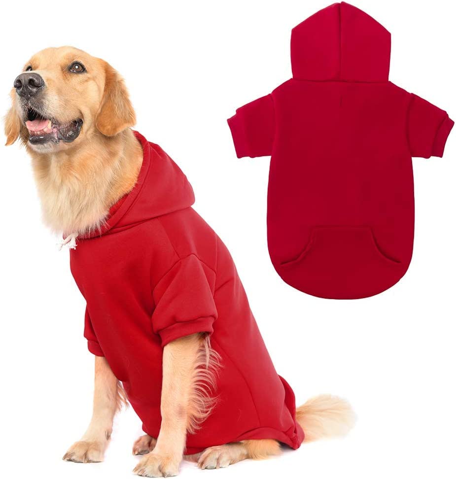 KOOLTAIL Basic Dog Hoodie front view in red offers cozy warmth for daily walks.