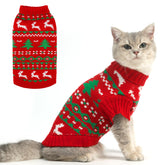 KOOLTAIL Cat Sweater red elk pattern front view for cozy holiday wear