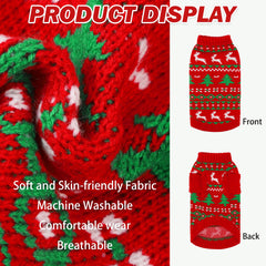 KOOLTAIL Cat Sweater red elk pattern side view for festive fashion
