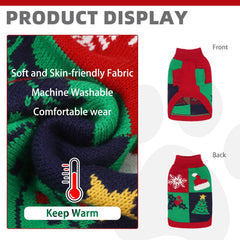KOOLTAIL Christmas dog sweater back view with leash hole for easy outdoor walking.