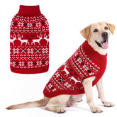 KOOLTAIL Christmas Dog Sweater with reindeer pattern, warm knit ideal for winter walks.