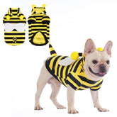 KOOLTAIL Dog Bee Costume Hoodie front view shows warm fleece and playful bee design
