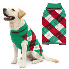 KOOLTAIL dog Christmas sweater plaid front view for festive warmth during winter walks