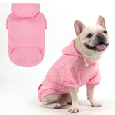 KOOLTAIL dog hoodie front view in pink highlights warm fleece comfort for chilly walks.