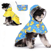 KOOLTAIL dog raincoat front view showing reversible design for versatile looks and weather protection.