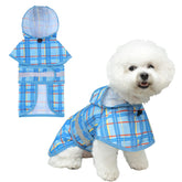 KOOLTAIL dog raincoat front view blue shows waterproof protection for rainy walks