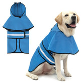 Kooltail dog raincoat hooded slicker back view provides full rain protection on walks.