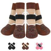 KOOLTAIL dog socks on hardwood floor provide paw protection and floor safety.