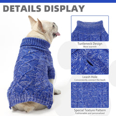KOOLTAIL dog sweater turtleneck closeup highlights neck warmth.