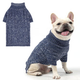 KOOLTAIL dog sweater front view shows cozy navy knit for cold-weather walks