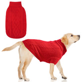 KOOLTAIL dog sweater red turtleneck front view shows warm snug fit for cold weather walks