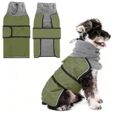 KOOLTAIL dog winter coat green front view highlights waterproof outer shell
