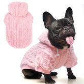 KOOLTAIL fleece dog sweater hoodie pink front view for cozy winter warmth.