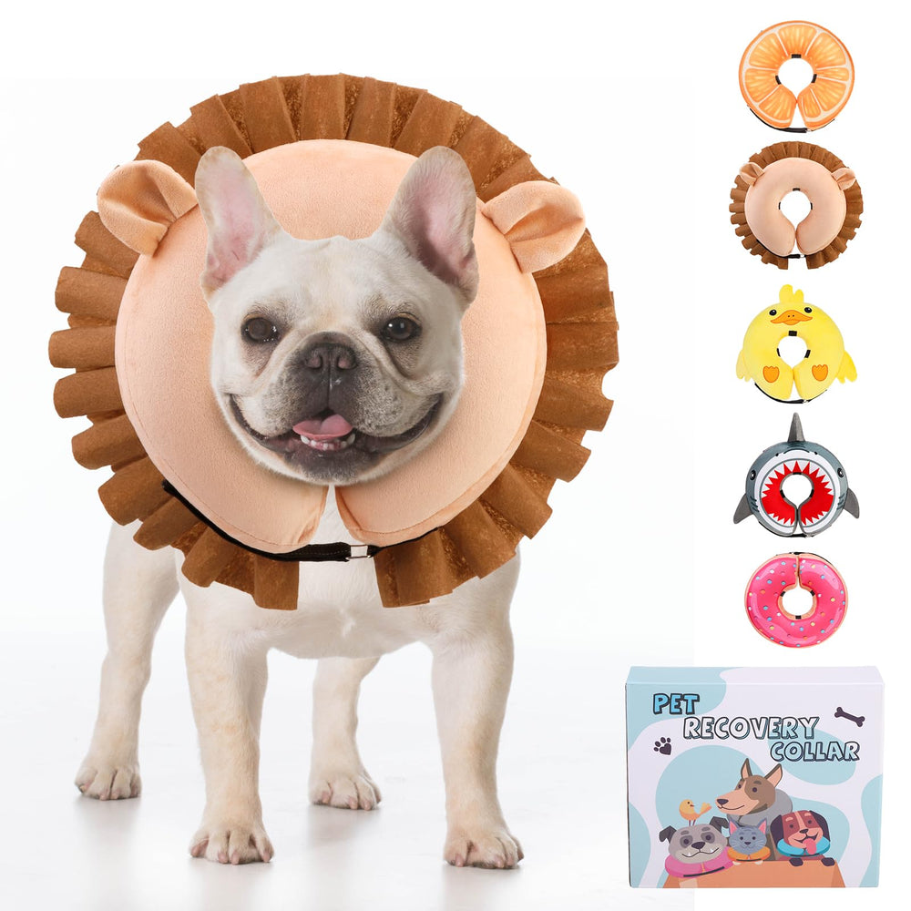 KOOLTAIL inflatable dog cone outer view showing adjustable fit for comfort
