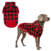 KOOLTAIL plaid dog hoodie front view shows cozy warmth for chilly walks
