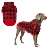 KOOLTAIL plaid dog hoodie front view for warm, comfortable cold-weather wear.