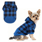 KOOLTAIL plaid dog hoodie front view showcases cozy fleece warmth for chilly walks.