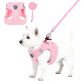 KOOLTAIL plush small dog harness set in pink for warm winter walks and easy daily use.
