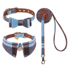 KOOLTAIL small boy bowtie collar close-up shows soft PU leather and plaid detail