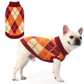 KOOLTAIL small dog sweater front view for warmth and stylish plaid design.