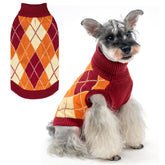 KOOLTAIL Small Dog Sweater front-view plaid knit for cozy outdoor walks.