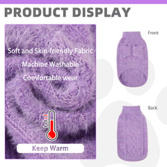KOOLTAIL small dog sweater turtleneck detail demonstrates easy pull-on with stretch