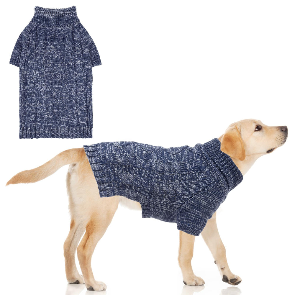 Kooltail suéter para perro, vista frontal, estilo cable, mantiene al animal cálido al pasear.