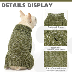 KOOLTAIL thermal knitted dog sweater turtleneck close up for neck warmth
