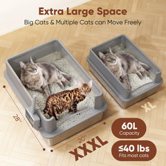 KooMooM stainless steel litter box interior view highlights smooth surface for easy cleaning