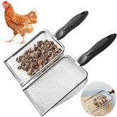 KOROI chicken poop scooper dual mesh 3.8mm enables quick separation of waste and sand.