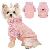 Kosiyi pink dog sweater front view showing cozy fleece warmth for small breeds