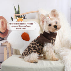 Kosiyi leopard dog sweater back view, stylish outerwear for daily walks.