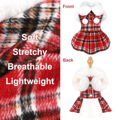 Kosiyi small dog plaid fleece detail keeps tiny pups warm.