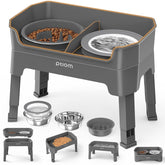 KPWACD 4-in-1 elevated dog bowls on a stand promote tidy meals.