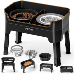 KPWACD 4-in-1 elevated dog bowls stand supports comfortable feeding posture.