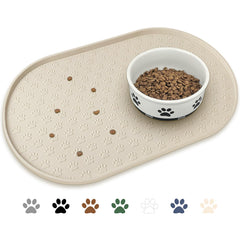 KPWACD pet feeding mat beige 12x19 holds bowls securely and protects floors from spills