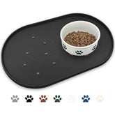 KPWACD pet feeding mat black with wide view showing spill containment