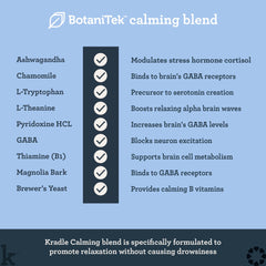 Kradle Calming Chews daily-use graphic showing simple feeding routine.