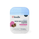 Kradle Skin Recovery Chews bottle closeup highlighting daily dog skin health support