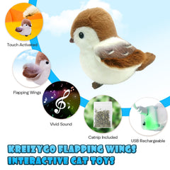 KreizyGo Sparrow chirping-mode toy delivers engaging sounds for solo play.
